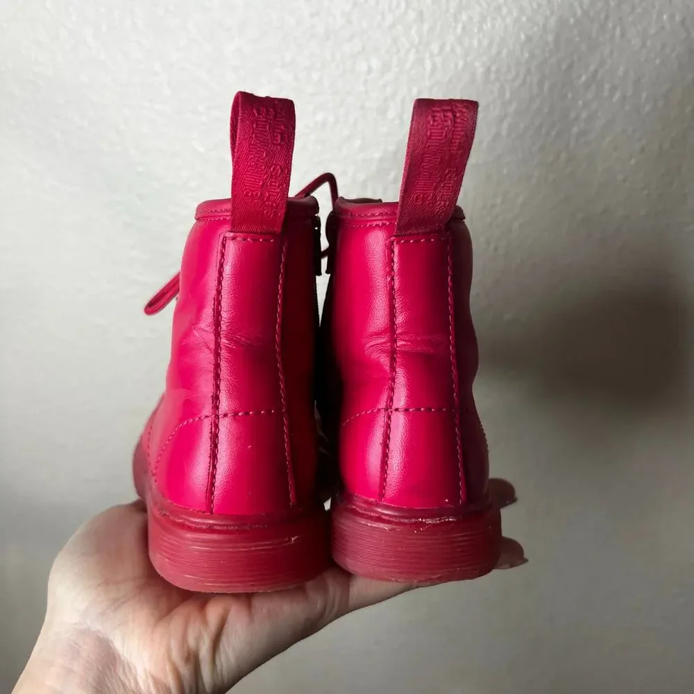 Dr. Martens 1460 Brooklee Toddler 10 Monochromatic red Leather Combat Boots